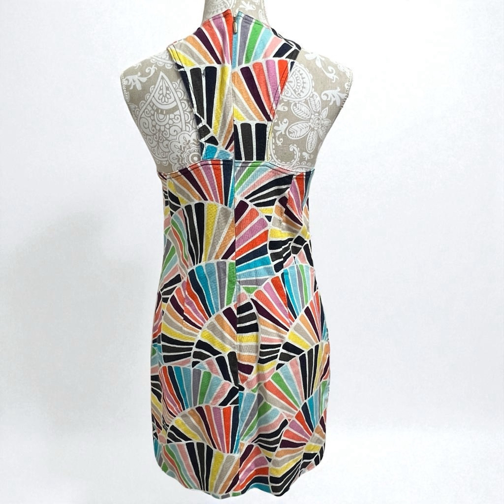 Trina Turk Multicolor Fan Print Sheath Dress Sleeveless Pockets Cotton Size 4 - Picture 15 of 16